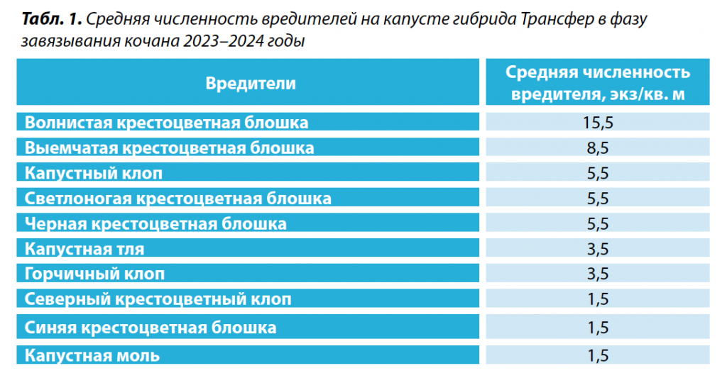 1. Средняя численность вредителей на капусте гибрида.png