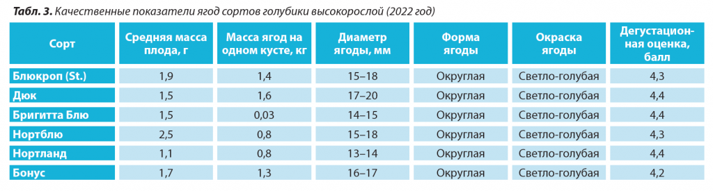 3. Качественные показатели ягод сортов голубики высокорослой.png